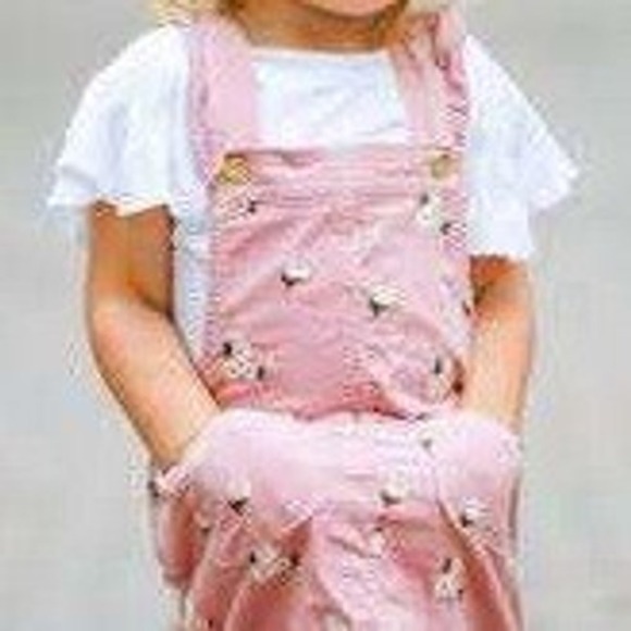 cupcakes and cashmere Other - Cupcakes and Cashmere Girls Pink Corduroy‎ Floral Embroidered Overall Dress 4T
